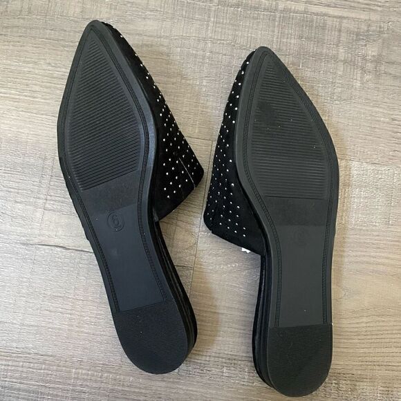 A New Day Black Faux Suede Studded Mules Size 6 - Picture 3 of 3